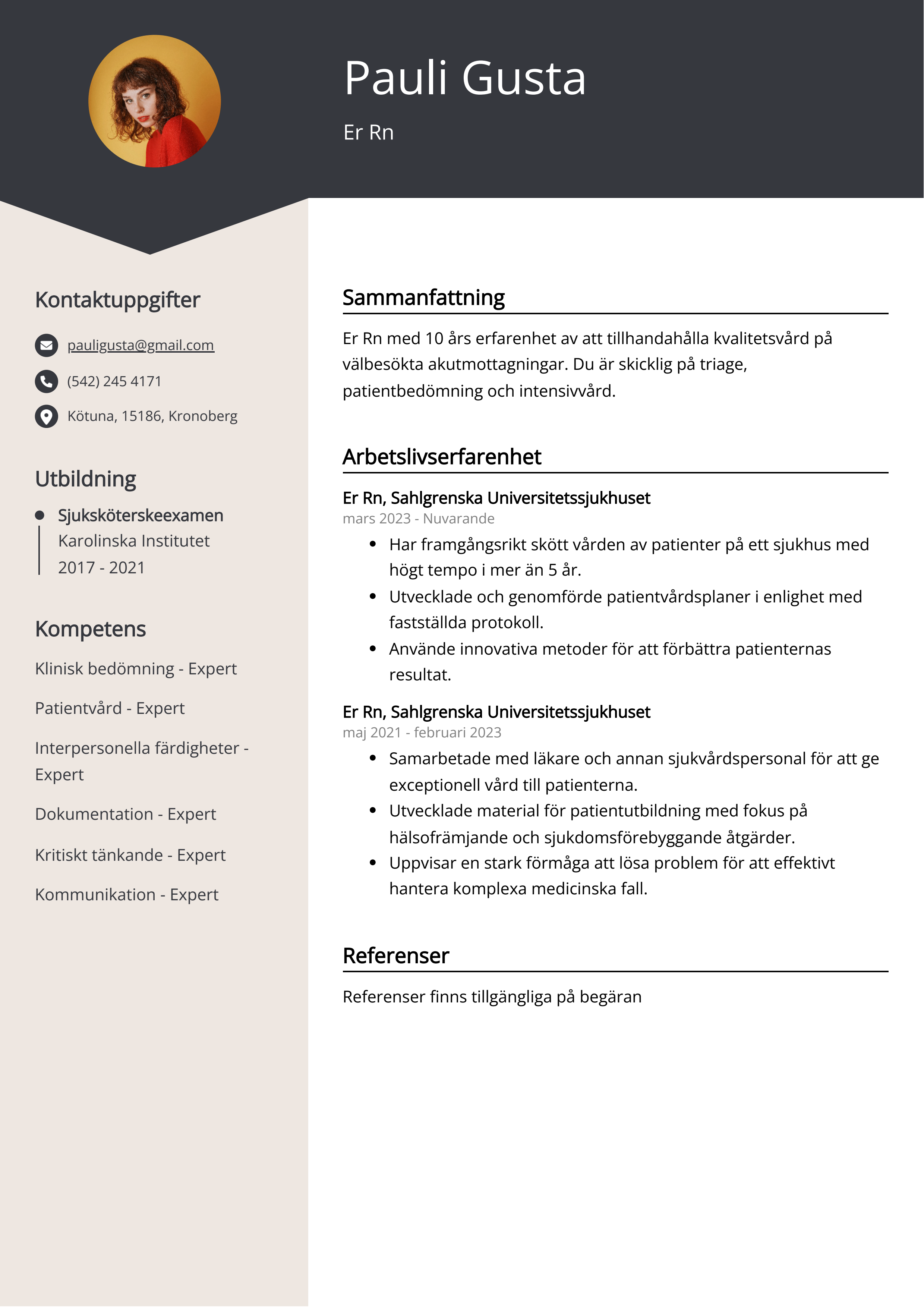 Er Rn Exempel på CV