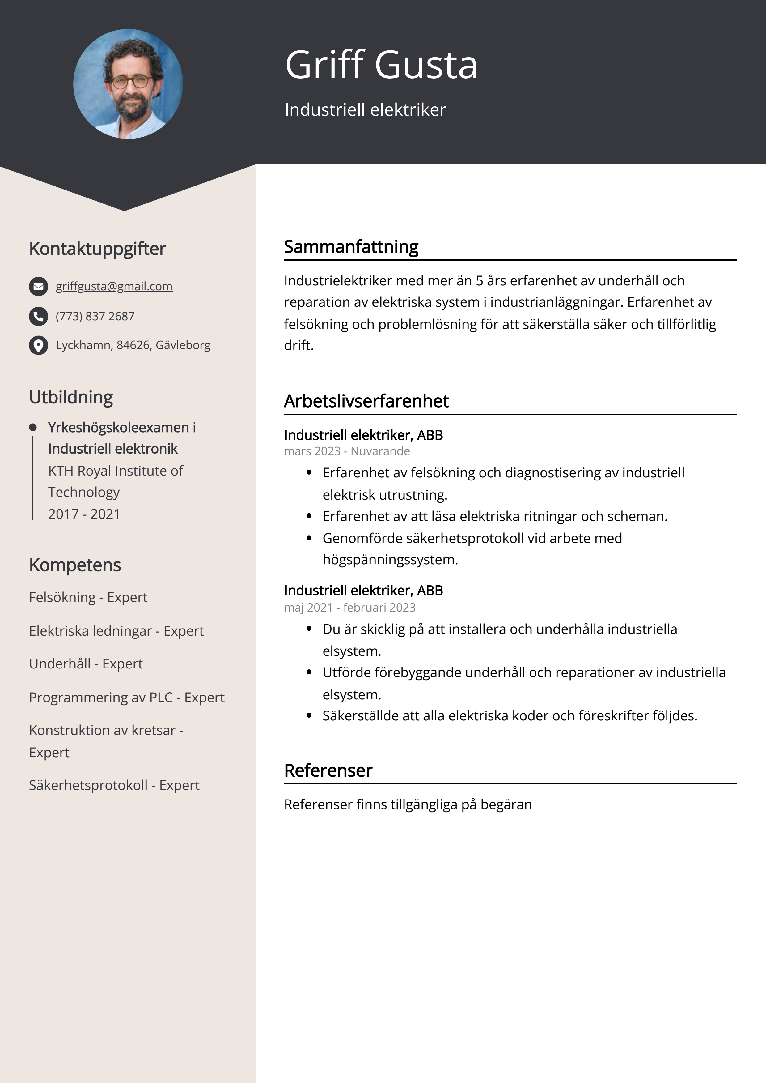 Industriell elektriker CV Exempel