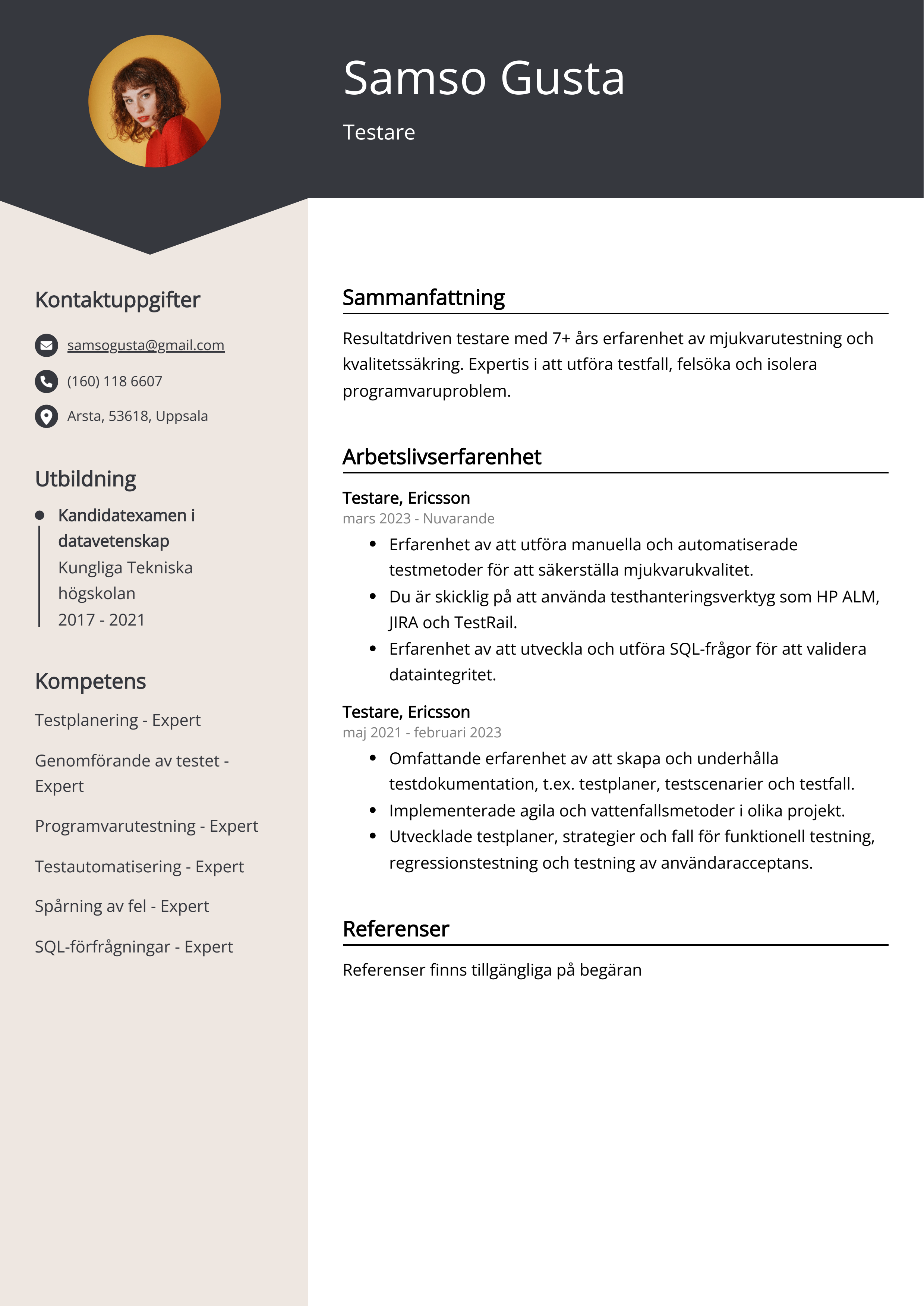 Testare CV exempel