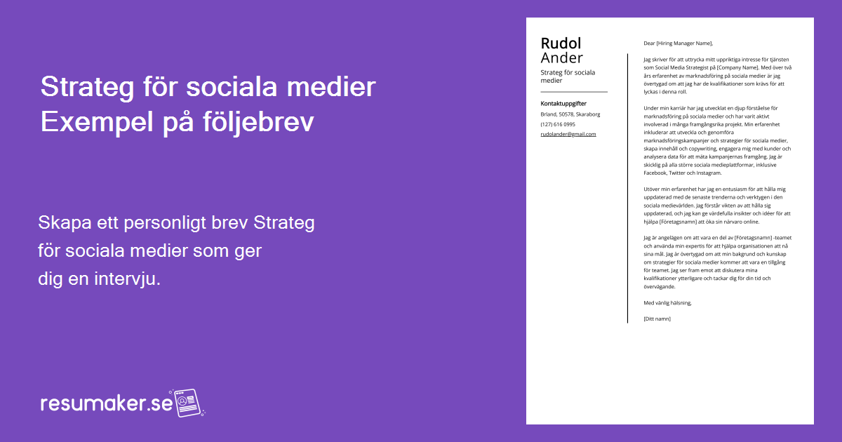 Strateg För Sociala Medier Exempel På Personligt Brev (mall & 20+ Tips)