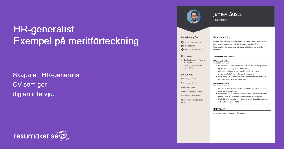 Exempel På CV För HR-generalist (gratis Guide)